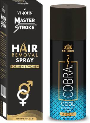 VI-JOHN Master Stroke Painless Hair Removal Spray For Chest, Arms and Legs and Cool Deodorant