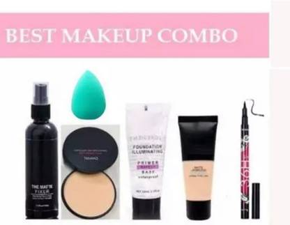 JBHB Combo Of ( Fixer Primer Foundation + Compact Eyeliner Puff