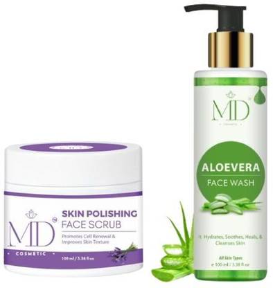 MD COSMETIC AloeVera Facewash & SKIN POLISHING FACE SCURB Face Wash