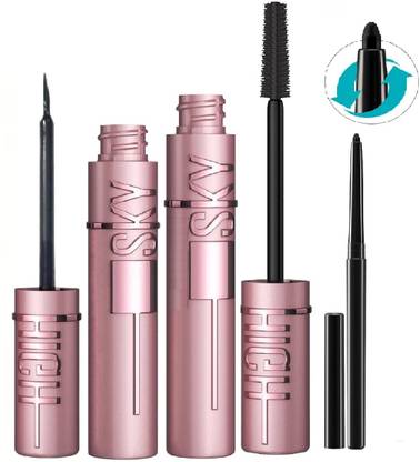 nn combo set mascara with eyeliner with kajal black color shade