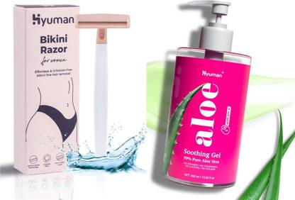 Hyuman Bikini Razor Pack of 1 + Aloevera Gel 400 ml