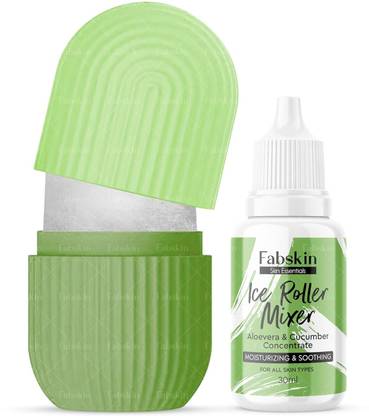 Fabskin Ice Roller For Face, Neck and Body With Aloevera & Cucumber Ice Roller Mixer 30ml