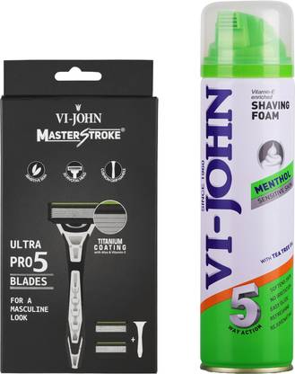 VI-JOHN Shaving Foamand MasterStroke Ultra Pro 5 Blades