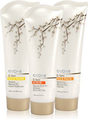 OZONE Tan Removal Trio (D Tan face wash 100g + D Tan scrub 100g