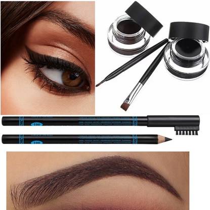 Facejewel Gel Eyeliner Cake Black+Brown+Eyebrow Pencil Black