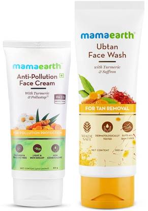 Mamaearth Natural Radiance Combo (Anti-Pollution Daily Face Cream 80ml + Ubtan Face Wash 100ml)