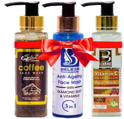 Beleza professional Combo Pack of Coffee Face Wash (100 ml), Anti Ageing Face Wash (100 ml) and Vitamin C Face Wash (100 ml)