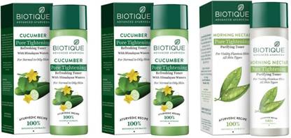 BIOTIQUE Morning Nectar (1) & Cucumber Toner (2) 120Ml (Pack Of 3)