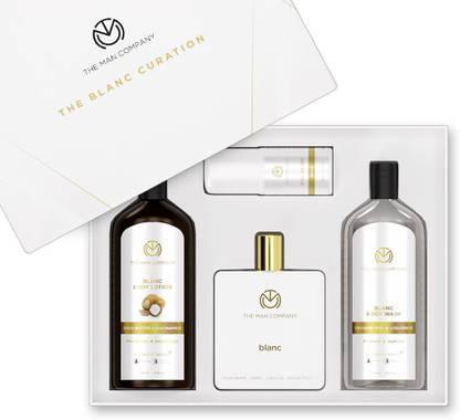 THE MAN COMPANY Blanc Gift Set for Men with Blanc Perfume, Body Lotion, Body Wash, Roll On Deo | Premium Long-Lasting Fragrance