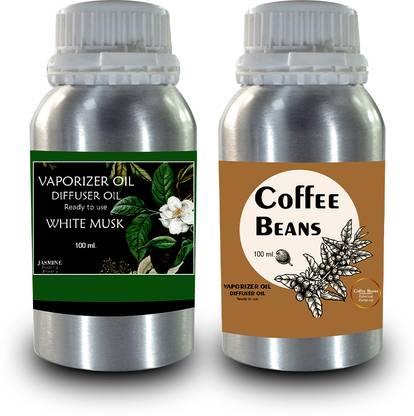 Veena Combo Pure Perfume Concentrate, Attar, Diffuser, Fragrance Oil, Long Lasting Home Fragrance (White Musk & Coffee Beans 100 ml)