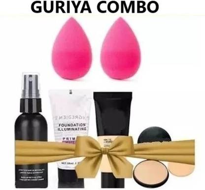 GURIYA Personal beauty makeup combo mattify fixer, primer, foundation, compact and 2 puffs