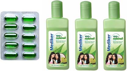 MEDIKER Anti Lice Treatement Shampoo, 50ml 3PC AND VETAMIN E CAPSUL 10PC