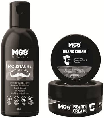 MG8 Beard Softener Cream For Men And Beard Growth Oil Combo | Softens and nourishes your beard | No Sulphate Beard Cream & Beard Oil