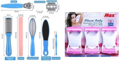 RP 10 in 1 Pedicure Tools, Stainless Steel Pedicure Kit for Foot Care & Six Body Razors