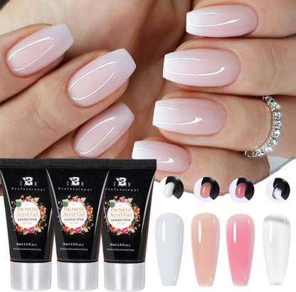 BOZLIN Poly Gel Set 4 Colours Jelly Gel Translucent Nail Extension Kit DIY Art Manicure (White, Clear, Pink, Nude)
