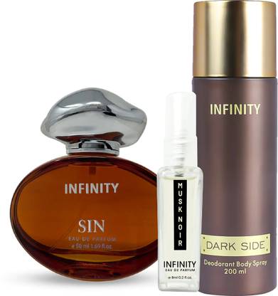 INFINITY Sin EDP Perfume 50ml, Dark Side Deodorant 200ml, Musk Noir Pocket Perfume 8ml