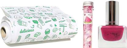 Glamierre beauty butter paper for food wrapping, burger, fast food Parchment Paper -25 meter-pink nail ploish - paper soap set 3