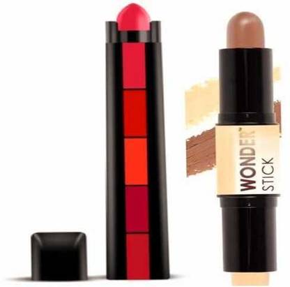 rahnay Combo of 5 in 1 Red Lipsticks & Face Stick Concealer ( Set of 2 )