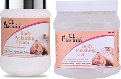 CLAVINIA Body Polishing Cream 1000 ml + Body Polishing Facial Gel 1000 ml ( Pack of 2 )