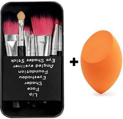 AVTY Makeup hello-kitty brush set of 7 & Sponge puff blender (Pack of 8)