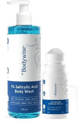 Be Bodywise 1% Salicylic Acid Body Wash & Underarm Roll on | Prevents Body Acne & Odour