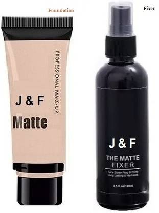 J & F Premium Quality Foundation with Makeup Fixer Spray