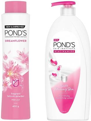 POND's Moisturising Body Lotion 275ML & Dreamflower Fragrant Talcum Powder, Pink Lily, 400 g