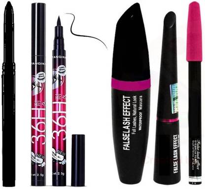 Vancefame Makeup Beauty Kajal & 3in1 Eyeline,Mascara, Eyebrow Pencil & Waterproof Liquid-Eye Liner 36H (5 Items in the set),