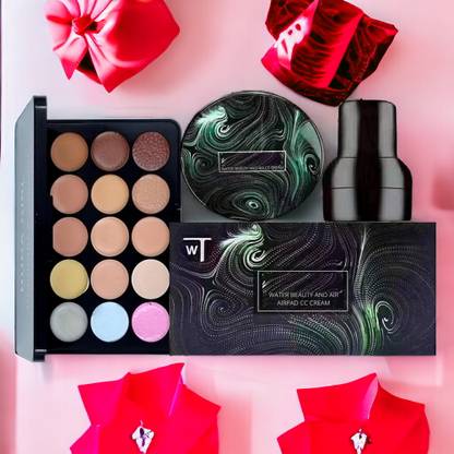 HUDA CRUSH Beauty Valentine Gift Special Combo Kit of 3in1 BB CC Foundation Cream with 15 Color Concealer Palette for Face Makeup