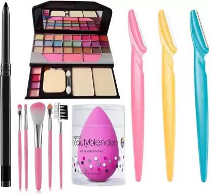 Dhanmann 6155 Makeup Kit+Beauty Blender Sponge Puff+Professional 5 Makeup Brush & Studio