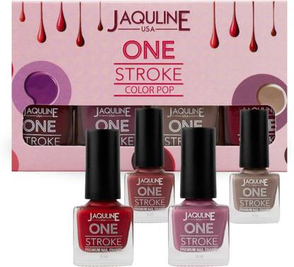 Jaquline USA One Stroke 4 In 1 Nail Kit – Quick Dry, Glossy Finish, 4x5ml - 20ml