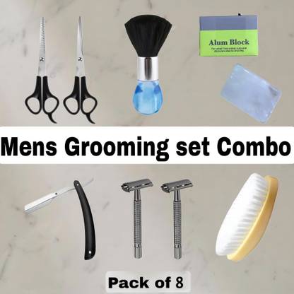 Elecsera 8 in 1 Shaving Kit for men with Travel Pouch | Gifts for men