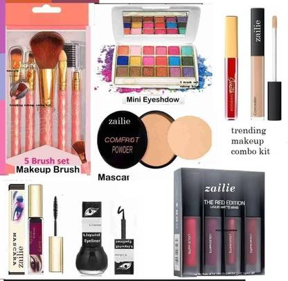 Zailie Waterproof Mascara Makeup Kit with Eyeshadow, Mascara, Concealer, Brushes