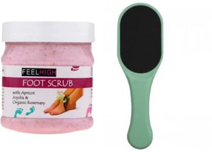 feelhigh Foot Scrub 500gm And Cuticle file Dead skin remove Foot Scarper Callus Remover -Filer14 Multicolor