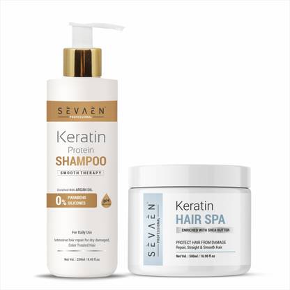 SEVAEN Keratin Shampoo And Hair Spa Cream For Hair Dry&Damage repair And strengthening&Smoothing Hair With Deep Conditioning Treatment