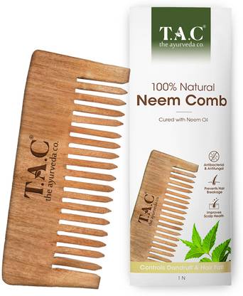 TAC - The Ayurveda Co. Neem Hair Comb: Fresh, Healing, Dandruff-Free, Reduced Hair Fall