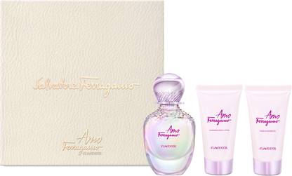 Salvatore Ferragamo Amo Flowerful Set (Eau de Toilette 50ml + Shower Gel 50ml + Body Lotion 50ml)