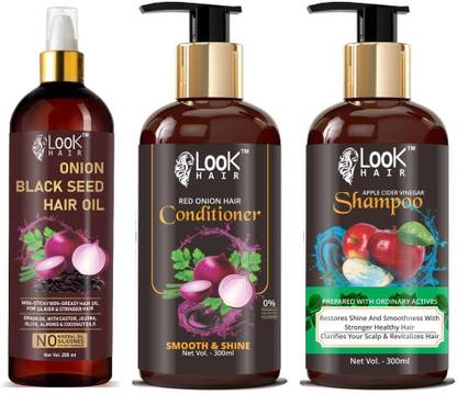 look hair Onion Black Seed Hair Oil With Onion Conditioner + Apple Shampoo