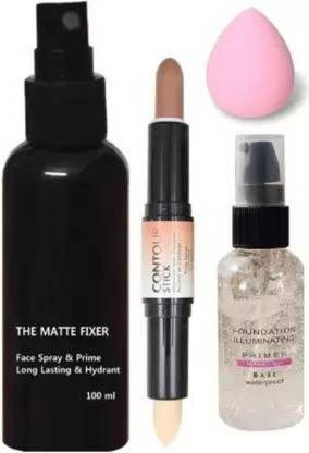 swenky COMBO OF PRIMER, FIXER, CONCEALER AND PUFF (4 Items in the set)