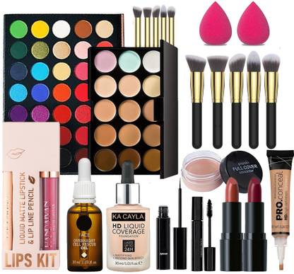 KA CAYLA All-in-One Makeup Gift Set Travel Makeup Kit Complete Starter Makeup Bundle Lipstick Concealer Blushes Powder Eyeshadow Palette