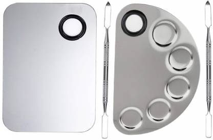Sh.Huda 2 PC Mixing Combo: Stainless Steel Palette with Spatula for Precision and Ease