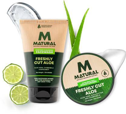 Matural All Natural Aloe Cleansing Face Wash & Ultra Rich Moisturizer Combo For Men