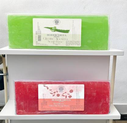 Bodhichitta Glycerin Aloevera Soap Base 1kg & Red Rose Soap Base 1kg Combo Pack