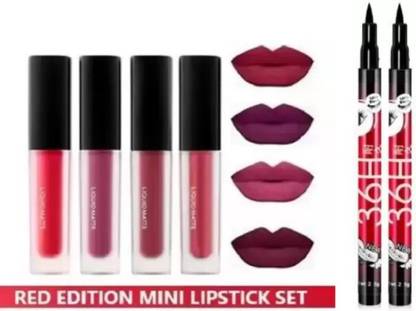 Jolli Huda Beauty Red Edition Liquid Matte 4 Piece Lipstick & 36 Hour Deep Black Eyeliner 2 Piece