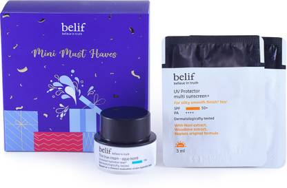 Belif Glow On The Go Combo gift set with Aqua Bomb Moisturizer 10ml and UV protector multi sunscreen+ SPF50+ 3ml x 3
