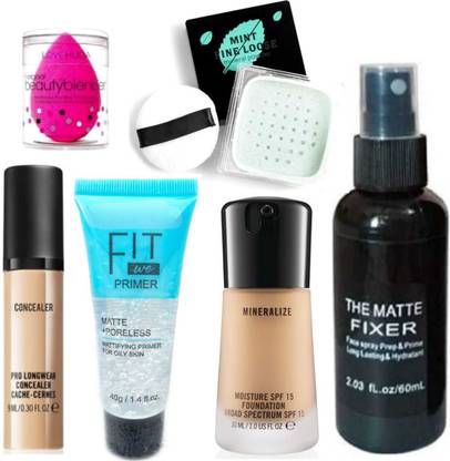 LOVE HUDA Waterproof HD Makeup Primer, Foundation, Concealer, Loose Powder, Fixer & Blender