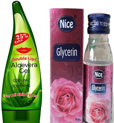 DOUBLE LIPS Nice Glycerine 50 Ml With Multiuse Aloevera Gel 125 ml