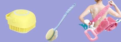 BZILO COMBO Silicone Body Scrubber Belt, TWO IN ONE LOOFAH BRUSH AND Body ScrubberFL6