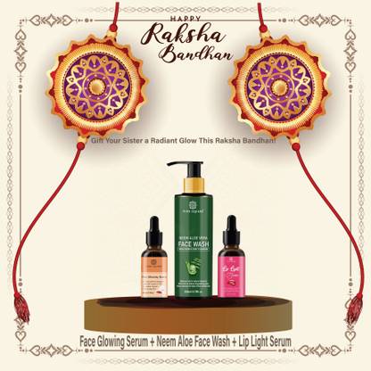 Pink Square Face Glowing Serum 30ml, Neem Aloe Vera Face Wash 200ml & Lip Light Serum 30ml