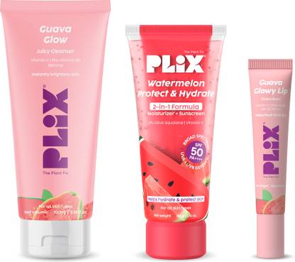 The Plant Fix Plix Guava Cleanser & Watermelon dual sunscreen & Guava lip tinted balm